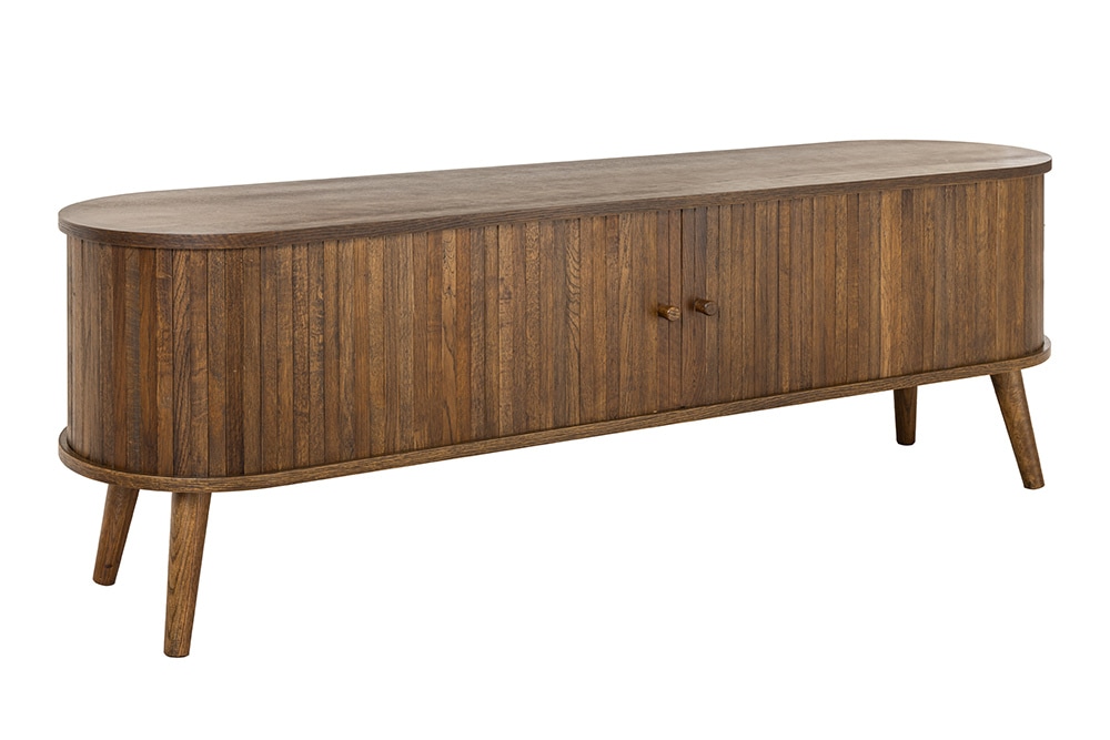 Retro TV-Board VALHALLA WOOD 160cm smoked Eichenholz Schiebetüren Lowboard