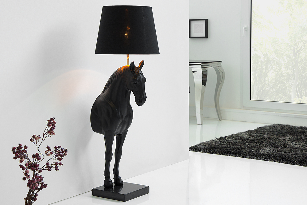 Extravagante Stehlampe BLACK BEAUTY 130cm Pferdefigur schwarz
