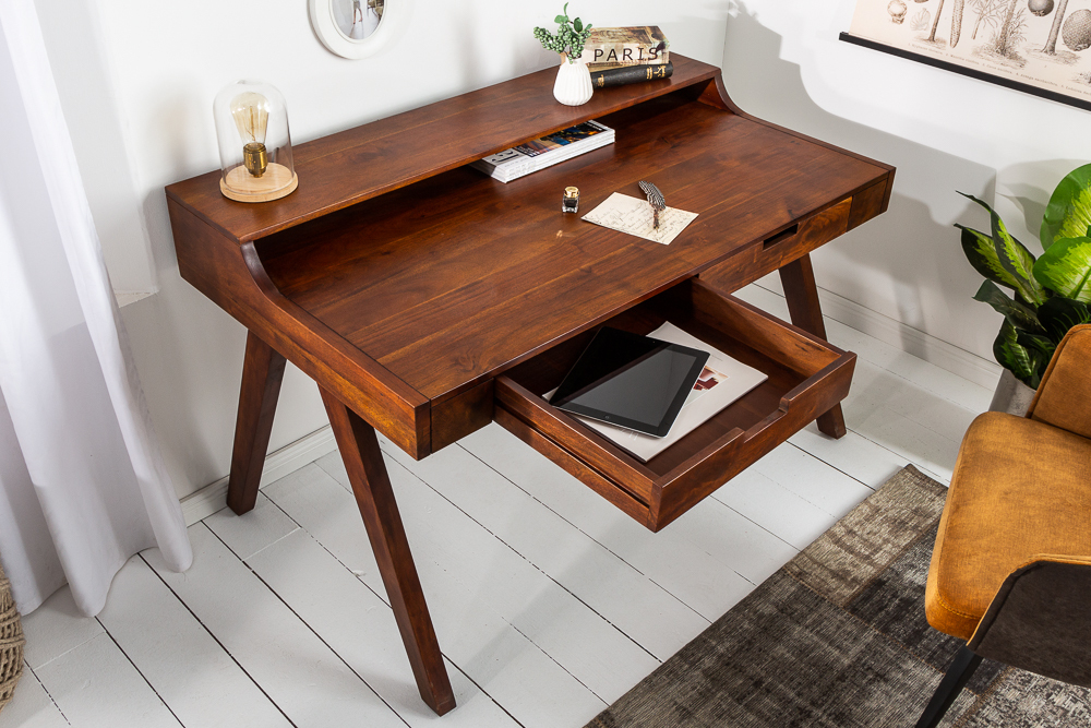 Massiver Sekretär MONSOON 120cm Akazie Schreibtisch Markant Finish