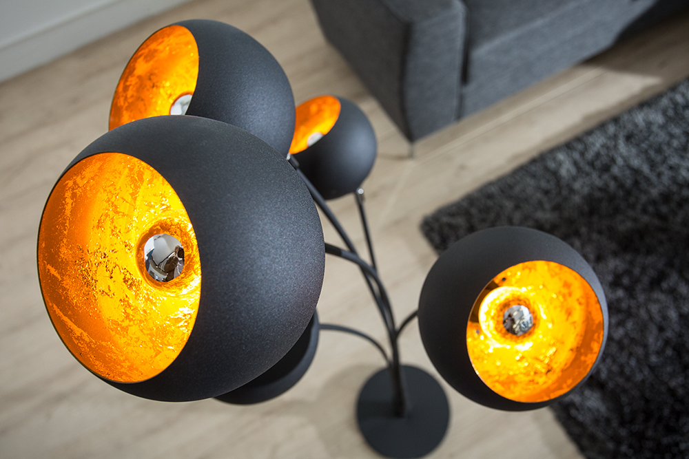 Elegante Design Stehlampe MAGMA 170cm schwarz gold Stehleuchte Elegante Design Stehlampe MAGMA 170cm schwarz gold Stehleuchte