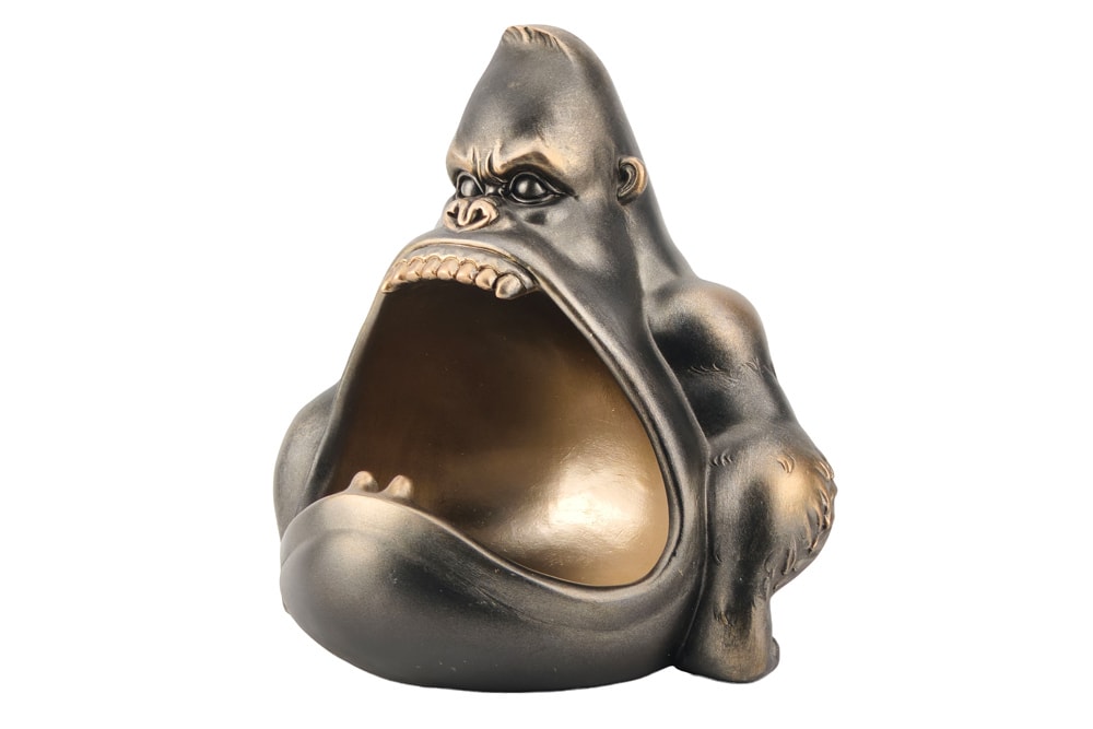Deko-Figur KING APE 25cm bronze mit Ablagefach handmade Schale