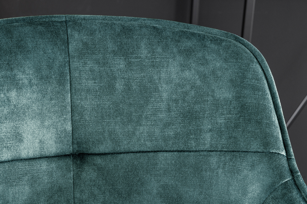 Design Barhocker EUPHORIA petrol Samt schwarze Metallbeine Barstuhl mit Lehne
