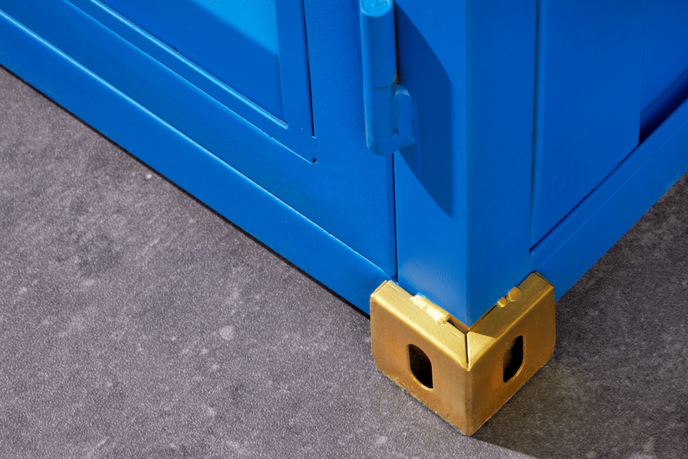 Design Barschrank Container GLOBETROTTER 180cm blau Weinregal Upcycling