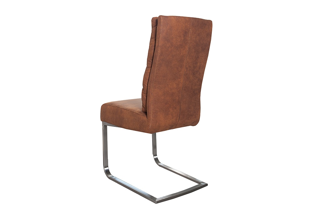 Design Freischwinger Stuhl COMFORT hellbraun mit Edelstahl-Gestell