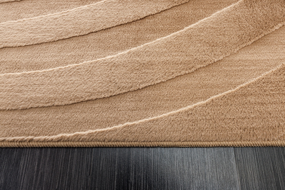 3D strukturierter Kurzflor Teppich WAVE 230x160cm beige Hoch-Tief-Effekt