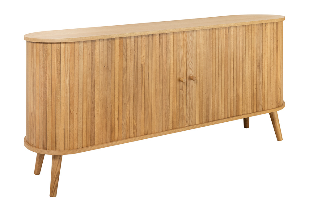 Retro Sideboard VALHALLA WOOD 160cm natur Eichenholz Schiebetüren