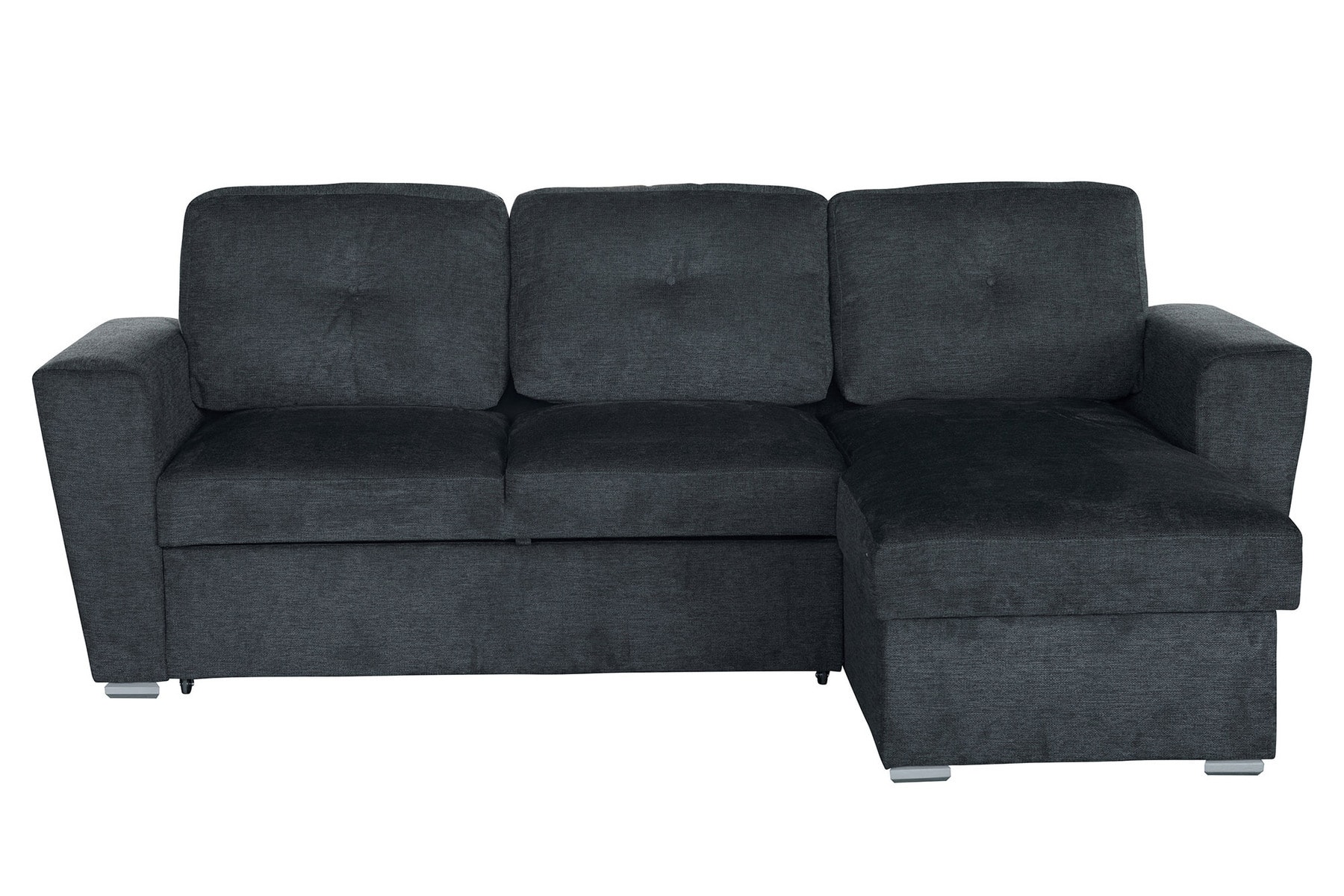 Ecksofa mit Schlaffunktion APARTMENT beidseitig aufbaubar grau Strukturstoff inkl. Stauraum