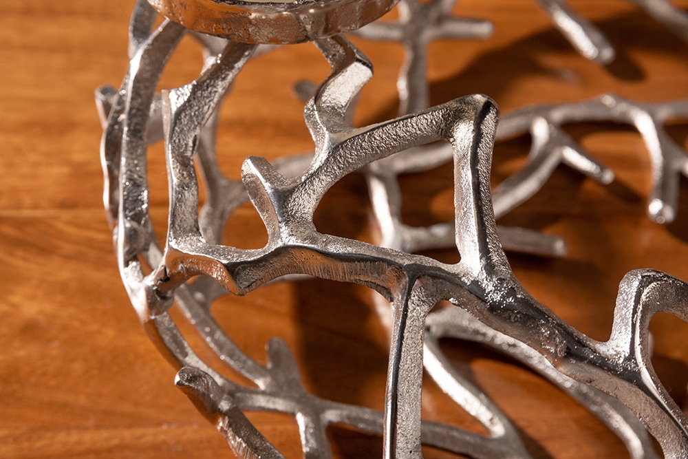 Eleganter Kerzenhalter ABSTRACT 38cm silber Kranz aus Ästen für 4 Kerzen