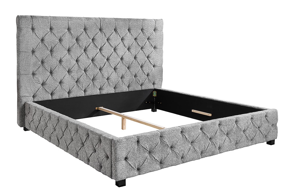 Design Boxbett PARIS 180x200 cm grau Bouclé Chesterfield