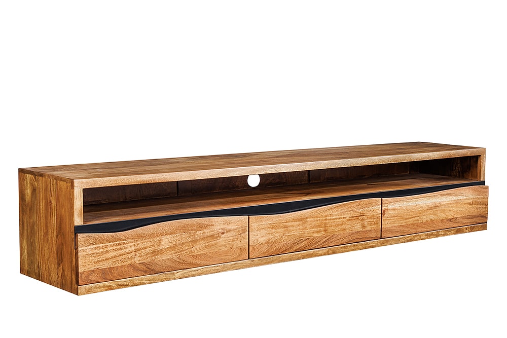 Hängendes TV-Lowboard MAMMUT 160cm braun Akazie honey finish Massivholz Baumkante