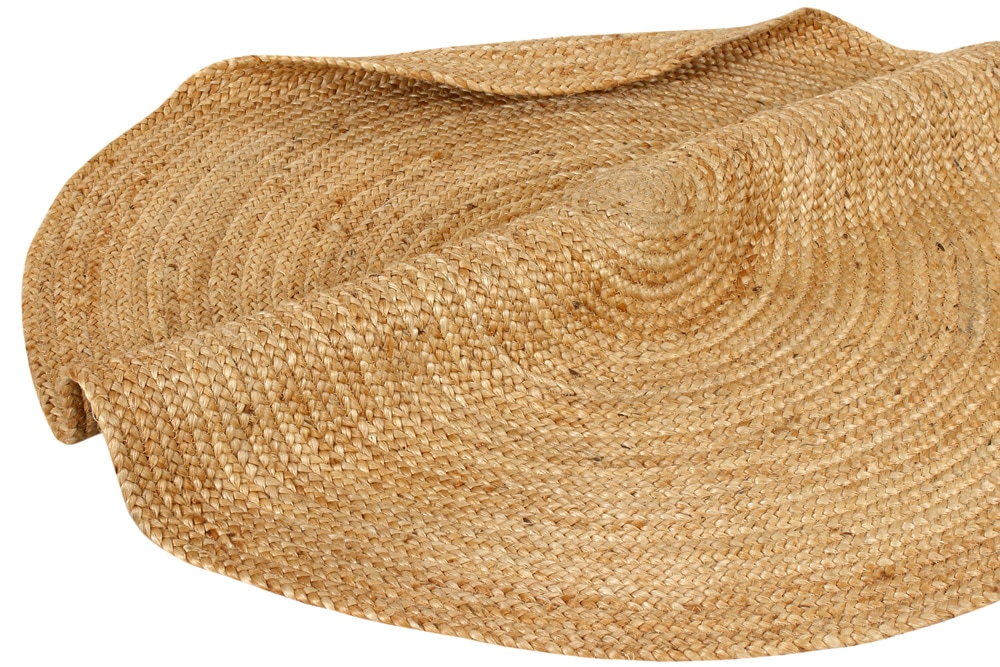 Runder Teppich PURE NATURE 150cm Jute handgewebt Flachgewebe