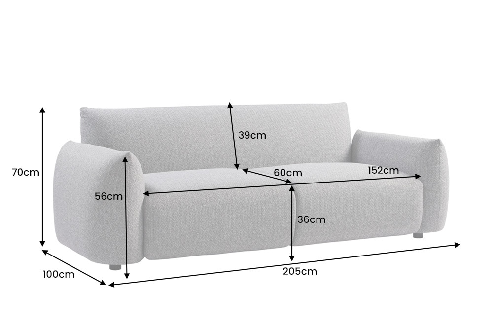 In- und Outdoor Sofa SEAHAWK 205cm anthrazit Aluminium Olefin wetterfest 2-Sitzer Couch