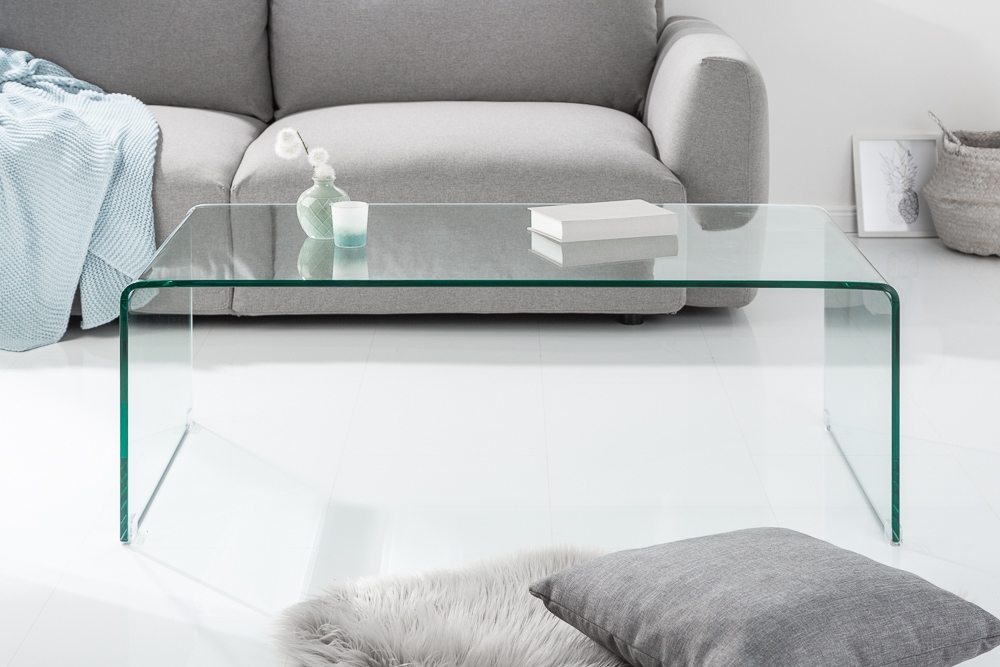 Extravaganter Glas Couchtisch FANTOME 110cm transparent