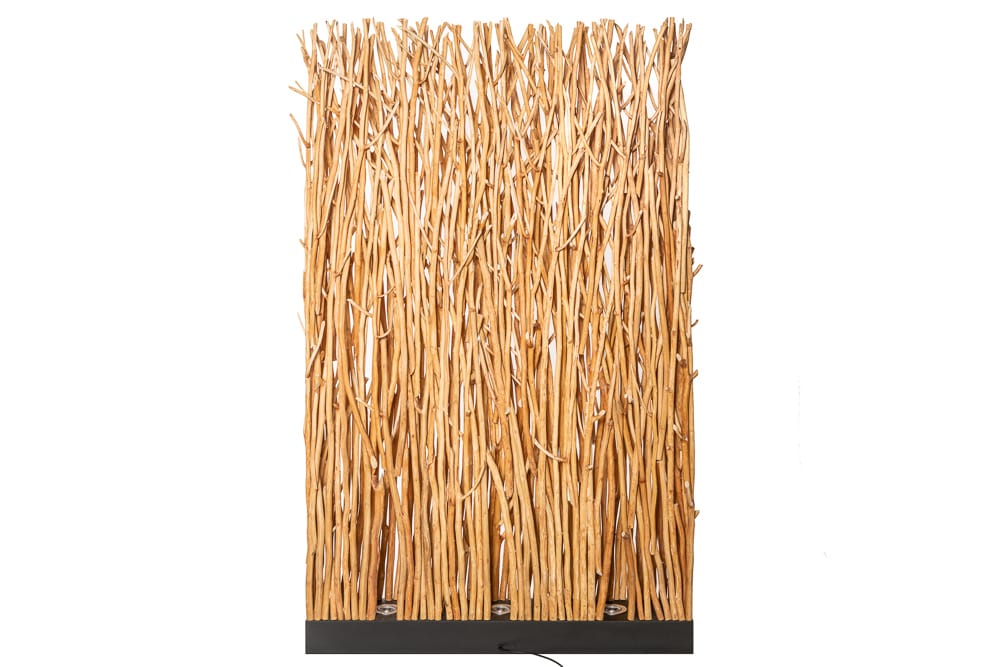 Handgefertigte Stehlampe NATURAL PARAVENT 180cm Longan-Holz Raumtrenner
