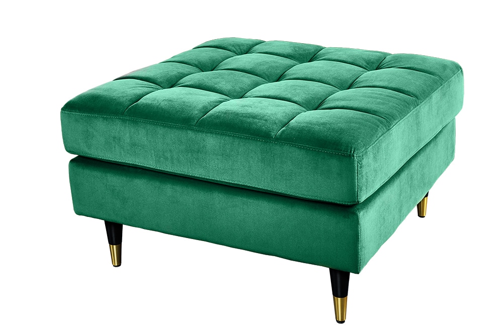 Design Hocker COZY VELVET 80cm smaragdgrün Samt goldene Füße