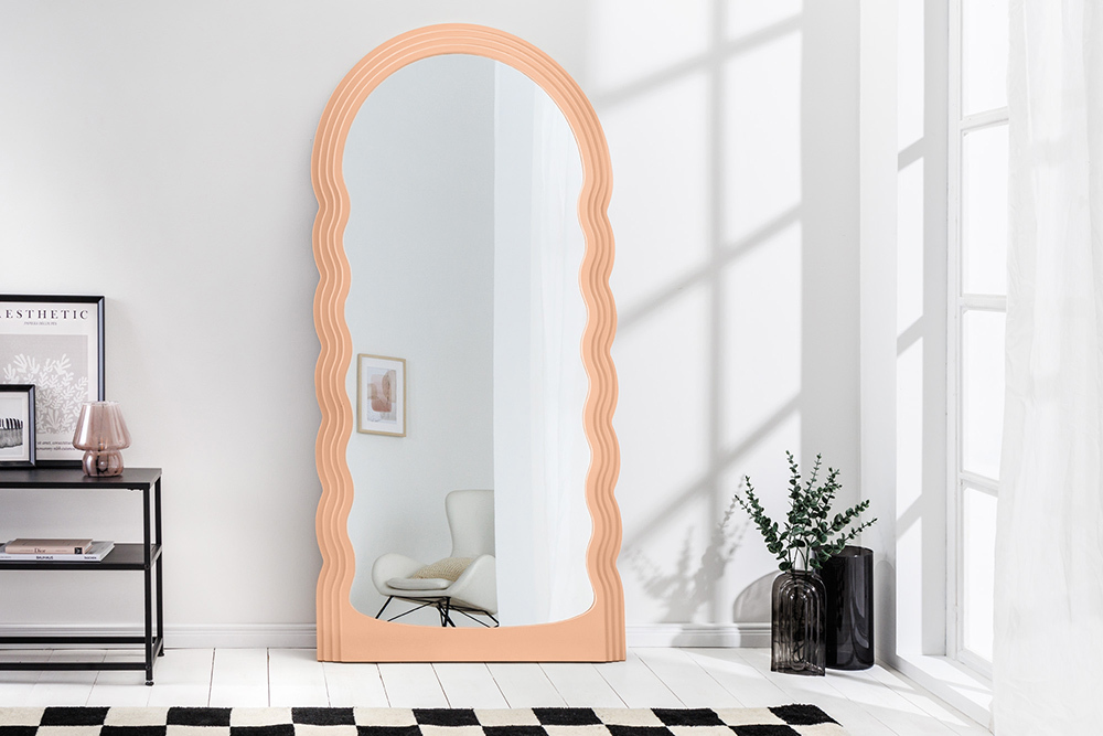 Design Wandspiegel WAVE 160cm apricot Pastell Rundbogen Spiegel