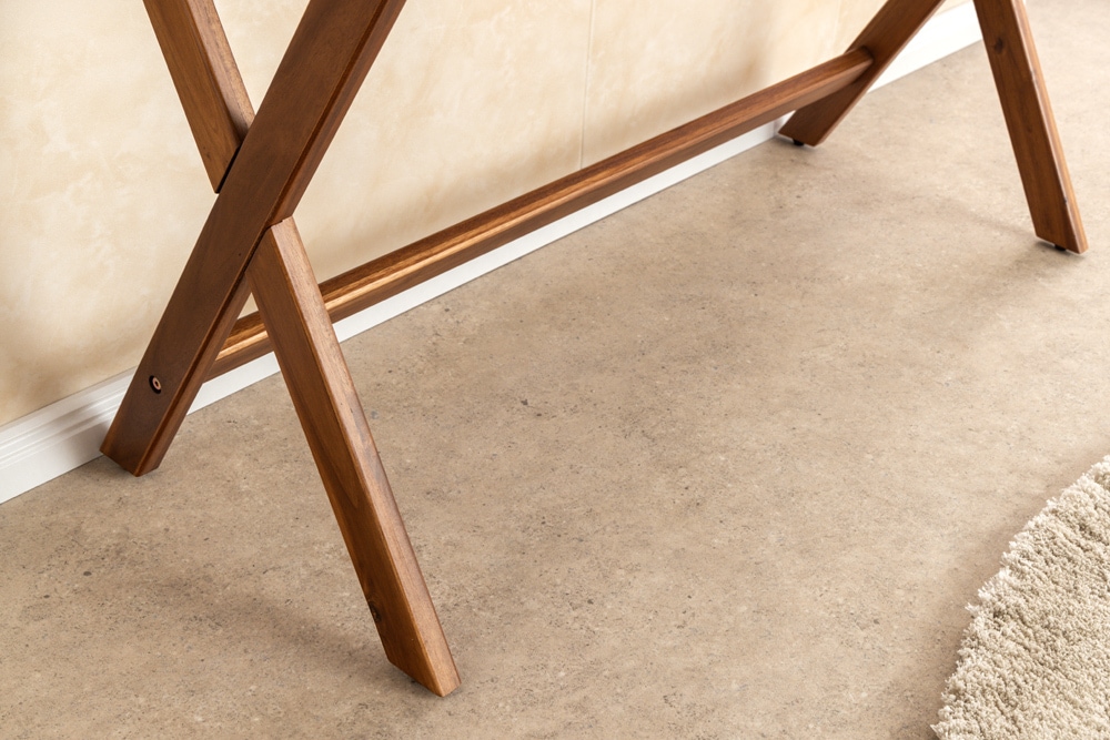 Stilvoller Konsolentisch SECRETARIO 110cm braun Akazie gold mit Schubladen