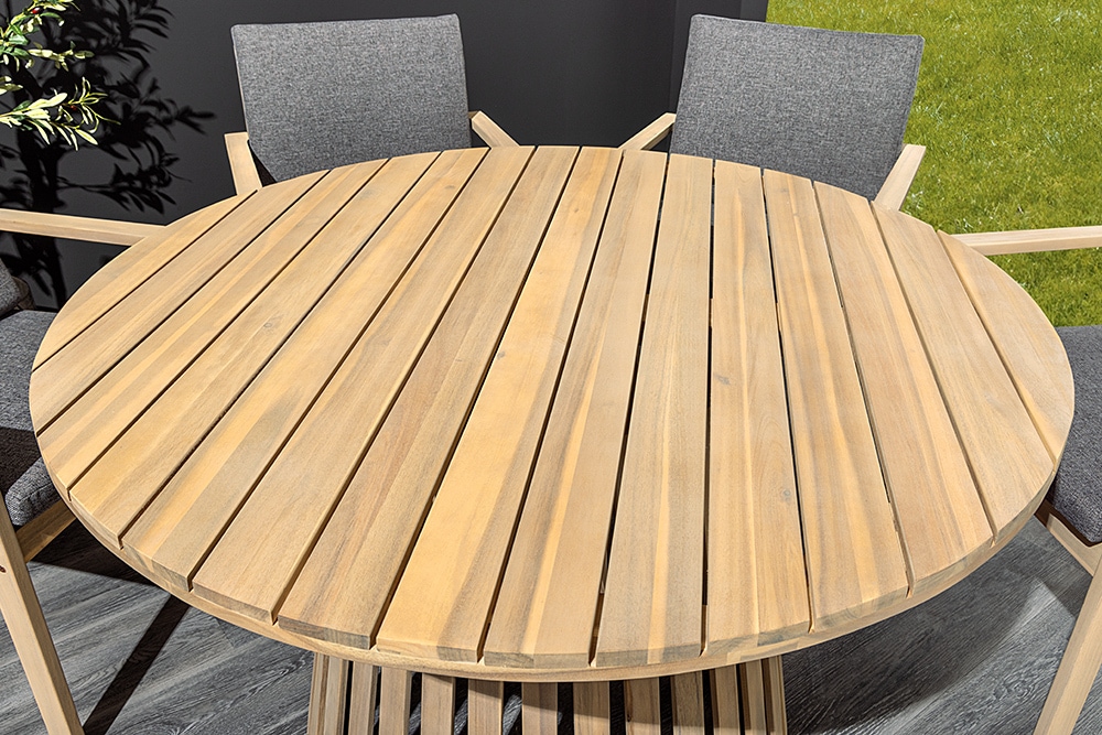 Runder Gartentisch KOPENHAGEN 120cm natur Akazie Massivholz In- und Outdoor wetterfest