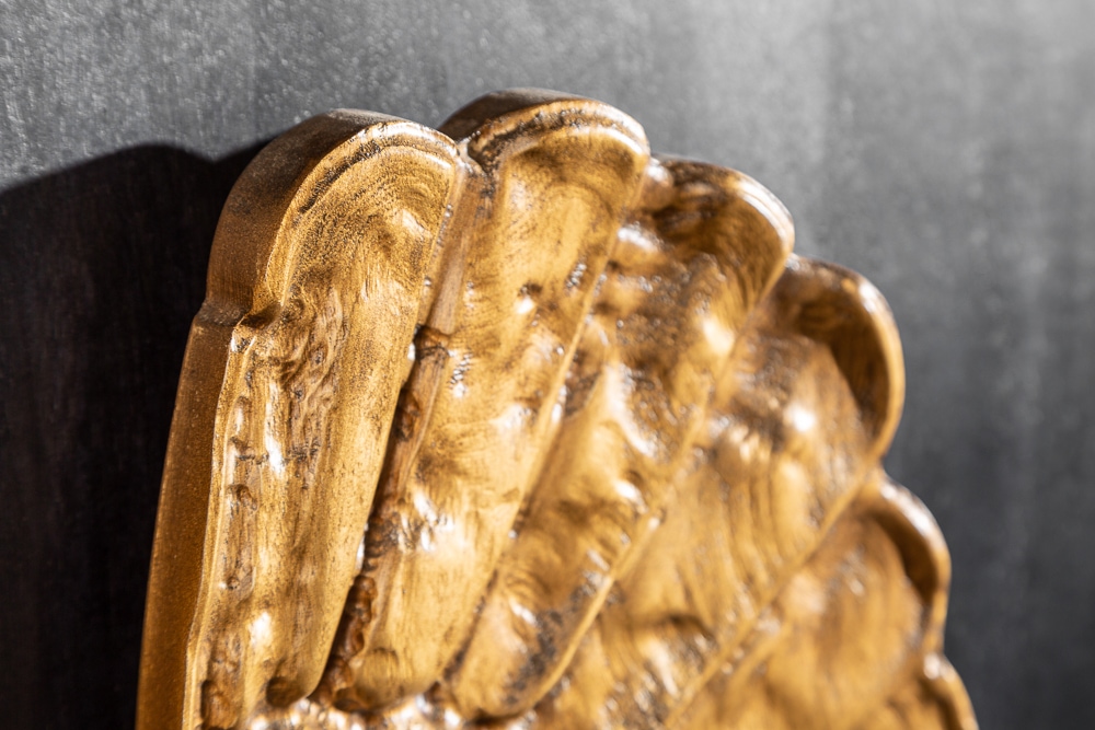 Extravagantes Highboard ANGEL 140cm schwarz Mangoholz mit goldenen Flügeln