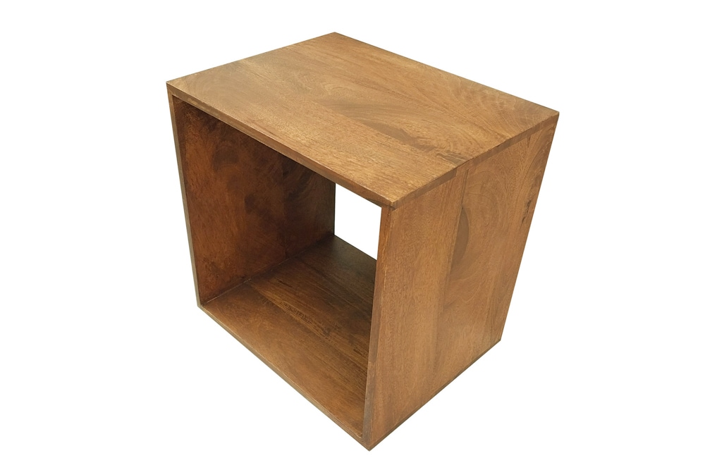 Massiver Beistelltisch MAKASSAR 45cm braun Mangoholz honey finish Nachttisch Regal