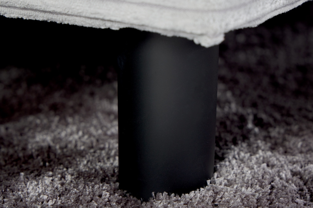 Modernes Ecksofa KENT 220cm hellgrau Cord inkl. Hocker Federkern L-Form Wohnlandschaft