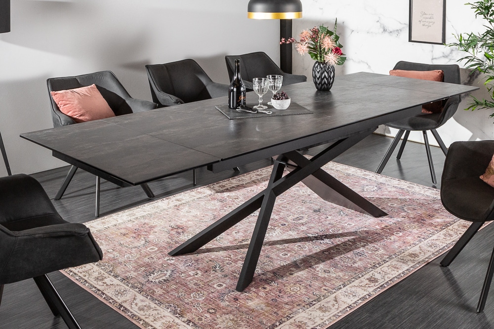 Ausziehbarer Esstisch EUPHORIA 180-220-260cm anthrazit Lava Keramik made in Italy