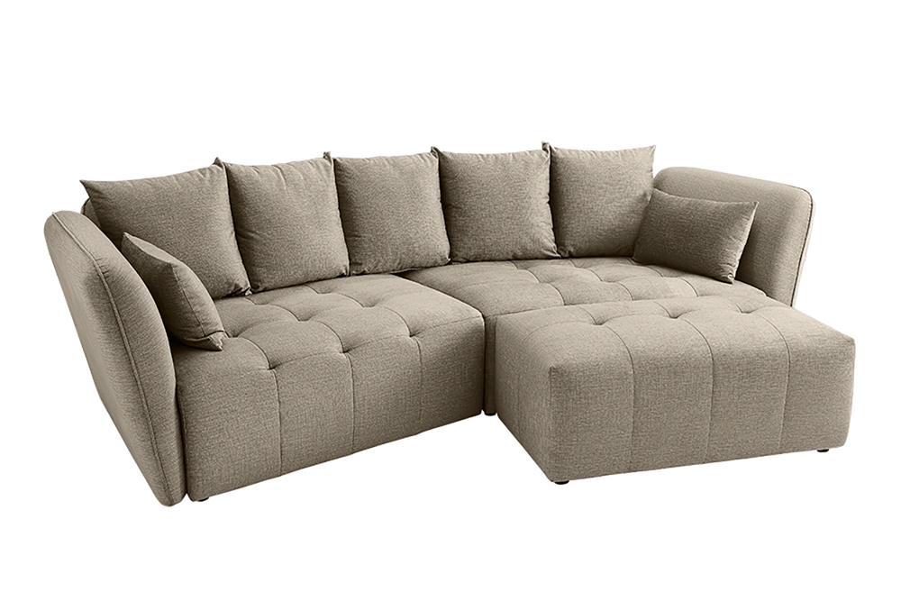Modernes Big Sofa ROYAL 295cm greige Veloursstoff Federkern XXL-Couch