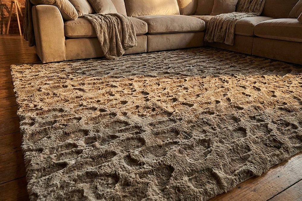 3D Hochflor Teppich DUNE 230x160cm taupe Hoch-Tief-Effekt