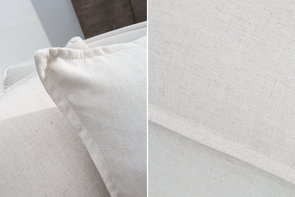 Großes Ecksofa HEAVEN 255cm natur beige Leinenstoff Federkern inkl. Kissen