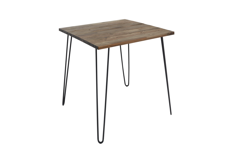 Massivholz Esstisch SCORPION 70cm vintage braun Akazie schwarze Metallbeine Hairpin Legs