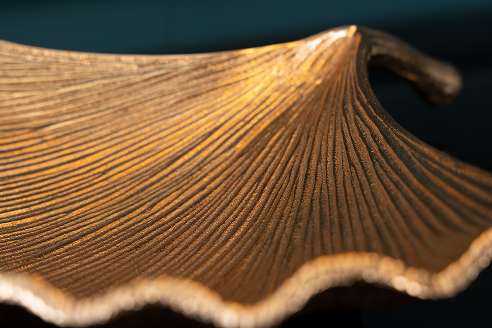 Dekorative Schale GINKGO 45cm gold handmade Metall