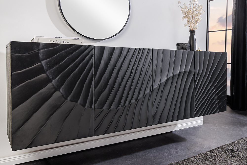 Massives Sideboard SCORPION 180cm schwarz hängend Mangoholz 3D-Design » Jetzt kaufen