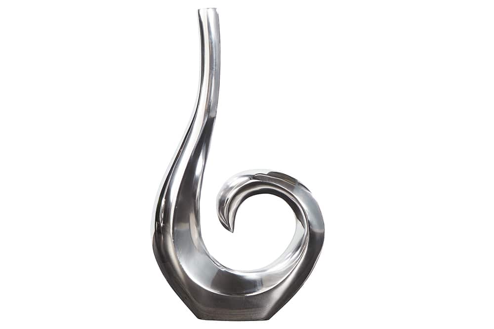 Moderne Vase WAVE 47cm silber Aluminium poliert Dekoration