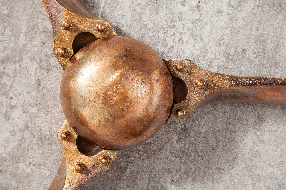 Authentische Wanddekoration SCREW III 60cm kupfer geflammt Flugzeug Propeller
