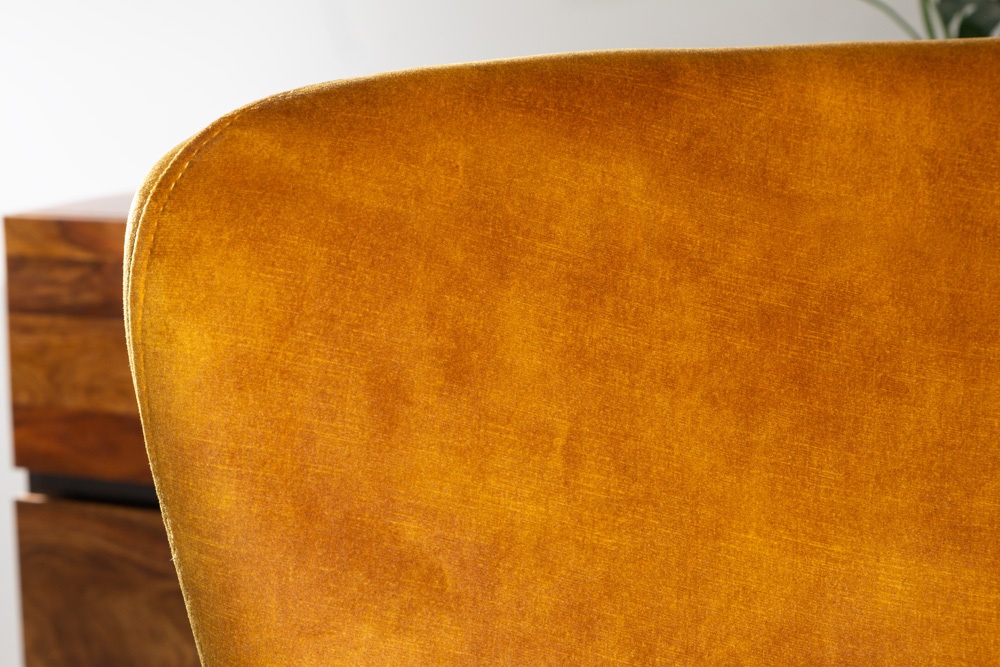 Design Schaukelstuhl SCANDINAVIA SWING senfgelb Samt Sessel