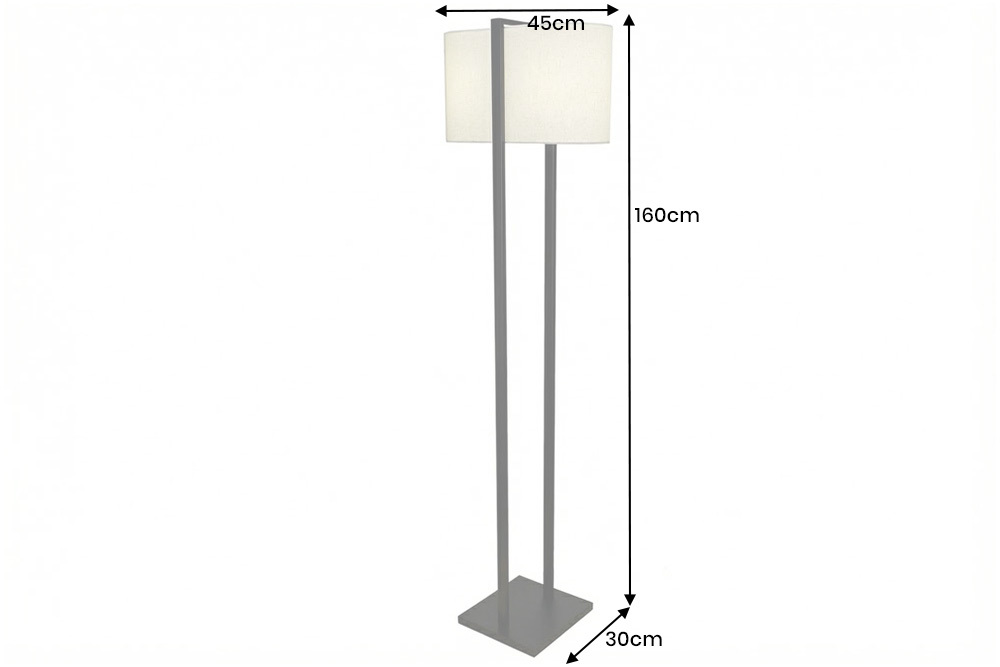 Minimalistische Stehlampe COLLEEN 160cm weiß schwarz Stoffschirm mit Metallfuß