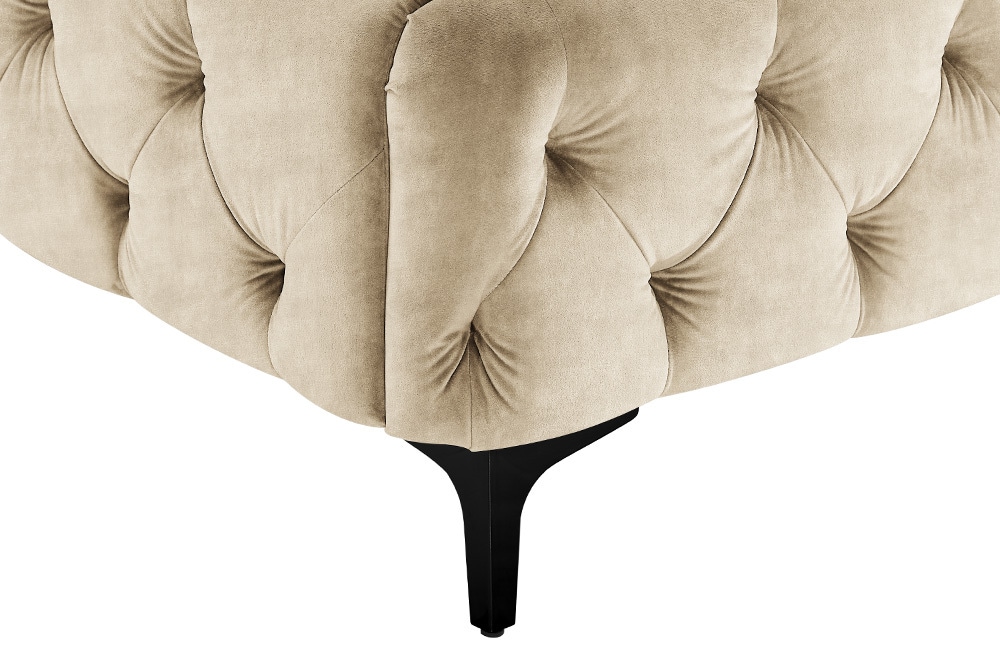 Design Bett MODERN BAROCK 180x200cm champagner Samt Chesterfield Doppelbett