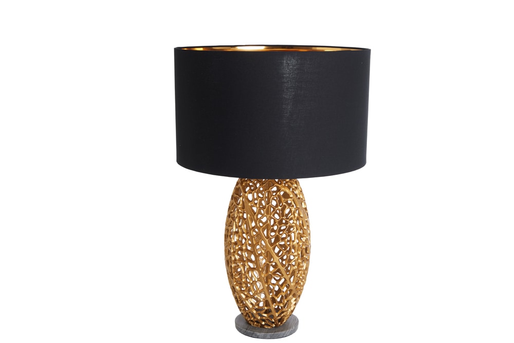 Design Tischlampe ABSTRACT LEAF gold Metall schwarz Marmorfuß handmade