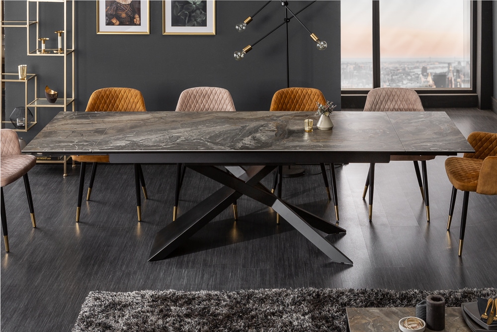 Ausziehbarer Esstisch EUPHORIA 180-220-260cm taupe anthrazit Keramik made in Italy