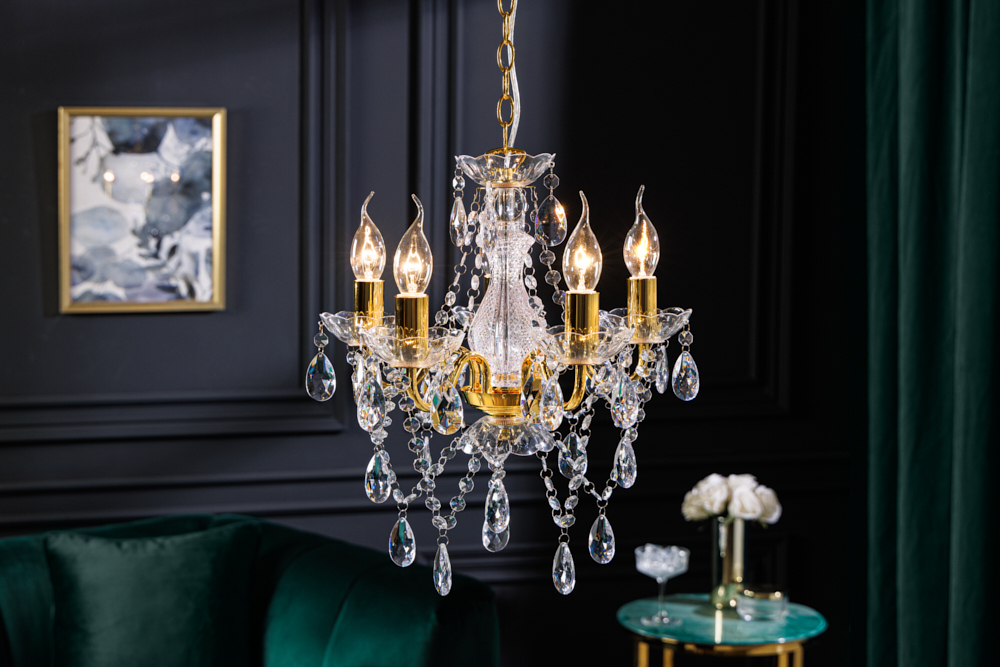 Design Kronleuchter DIAMONDS S 40cm gold Acryl 5-armig Barock Design Design Kronleuchter DIAMONDS S 40cm gold Acryl 5-armig Barock Design
