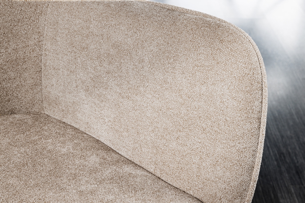 Drehbarer Stuhl VERONA champagner beige Samt Strukturstoff mit Armlehne Metallbeine schwarz