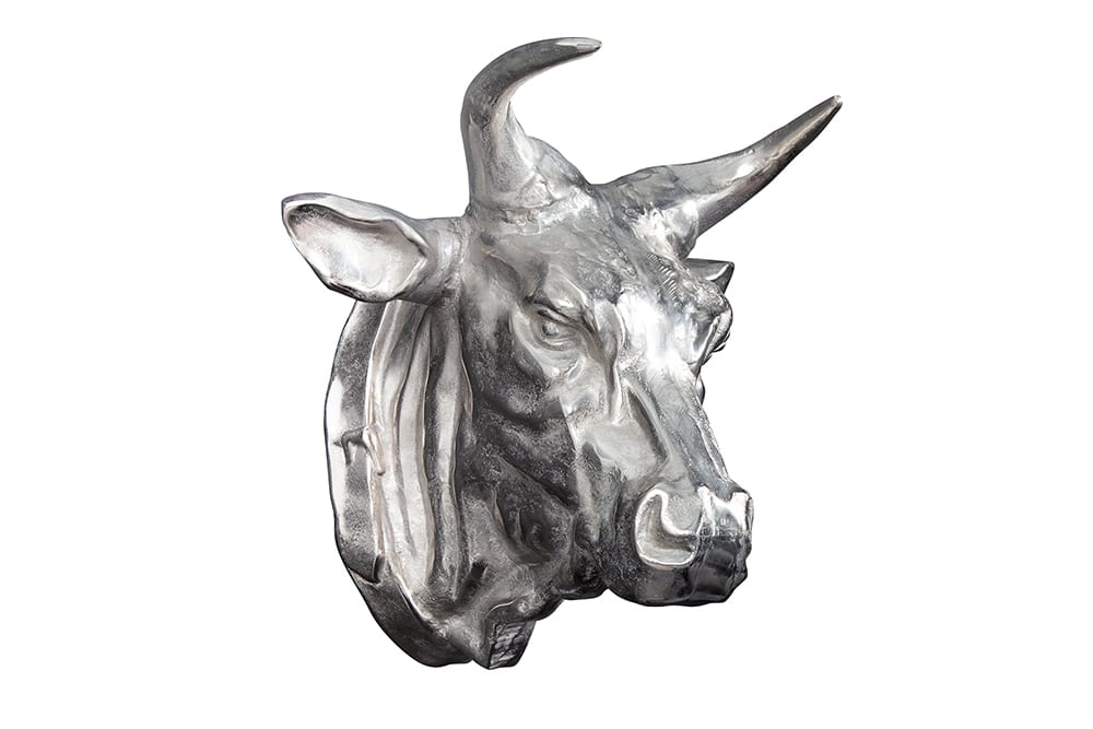 Extravagante Stierkopf Wanddekoration TORERO 65cm silber Deko Schädel
