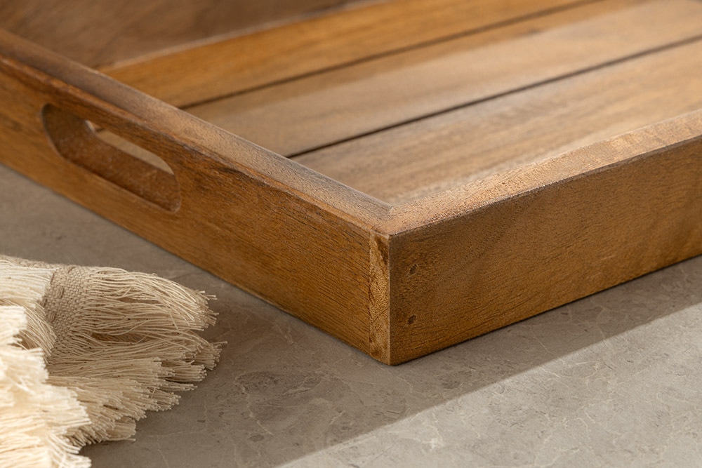 Massives Tablett MAKASSAR 45cm braun honey finish Mangoholz