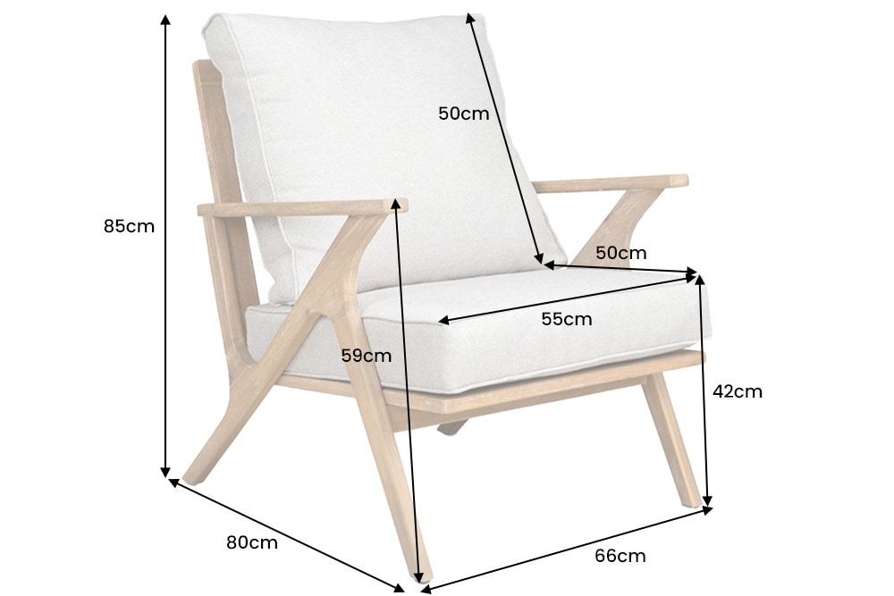 Wetterfester Gartenstuhl COMFORT LINE natur beige Akazienholz Loungesessel