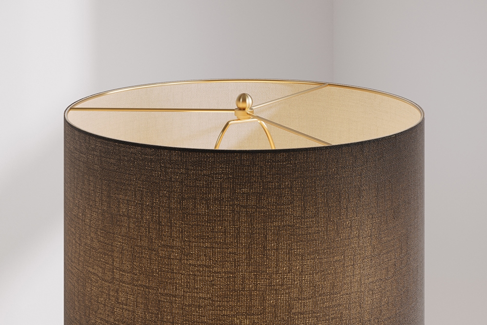 Moderne Tischlampe ELEGANCIA 70cm schwarz gold Keramik rund Stoffschirm