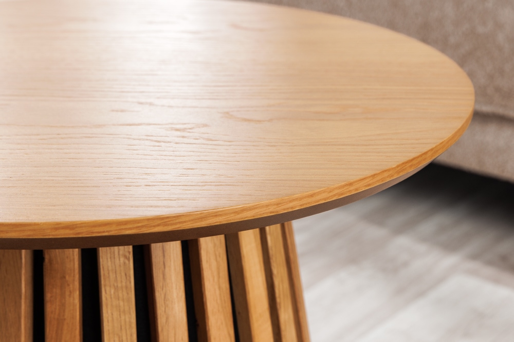 Runder Couchtisch VALHALLA WOOD 70cm natur Eichenholz Säulenfuß