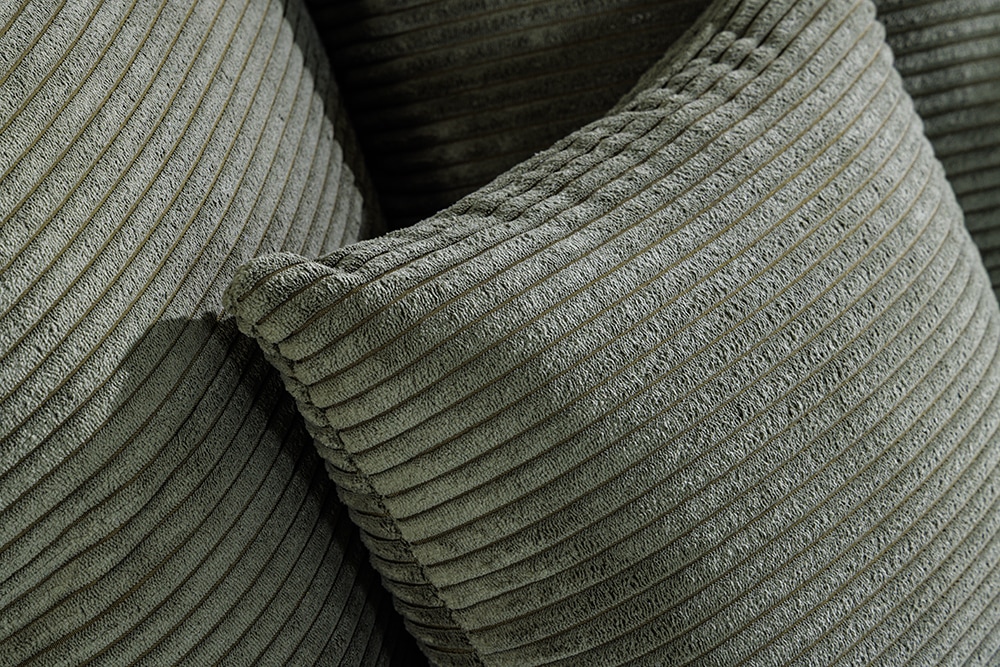 Modernes XXL Sofa ELEGANCIA 285cm grün Cord Federkern inklusive Kissen Bigsofa