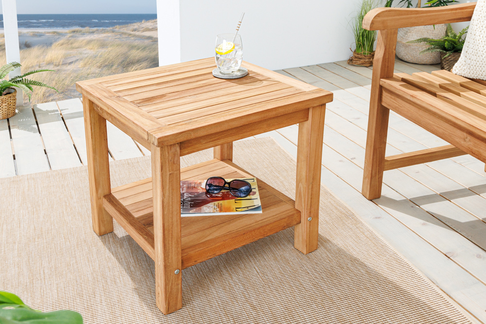 Massiver Beistelltisch EMPIRE TEAK 50cm natur Teakholz