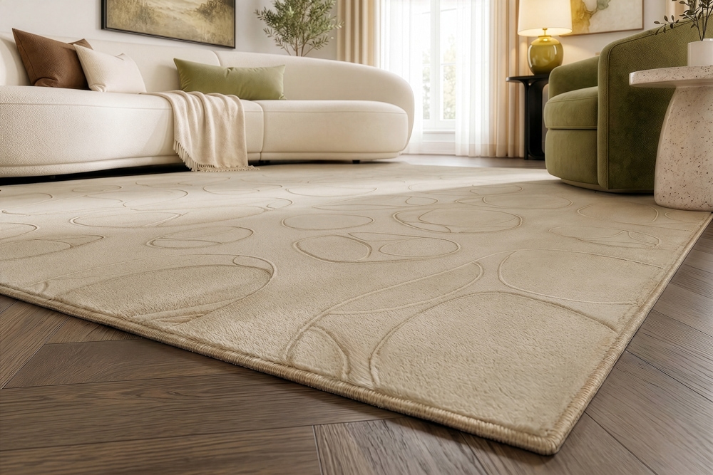 3D Hochflor Teppich LUNA 230x160cm taupe Hoch-Tief-Effekt Indoor-Teppich