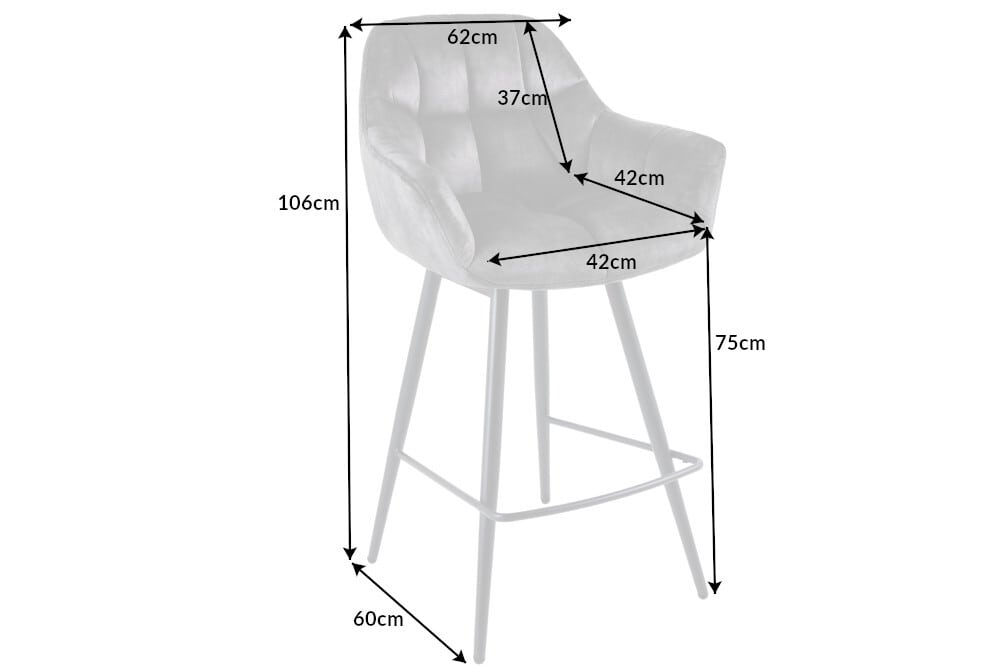 Drehbarer Barhocker PAPILLON grau Samt Barstuhl mit Lehne schwarze Metallbeine